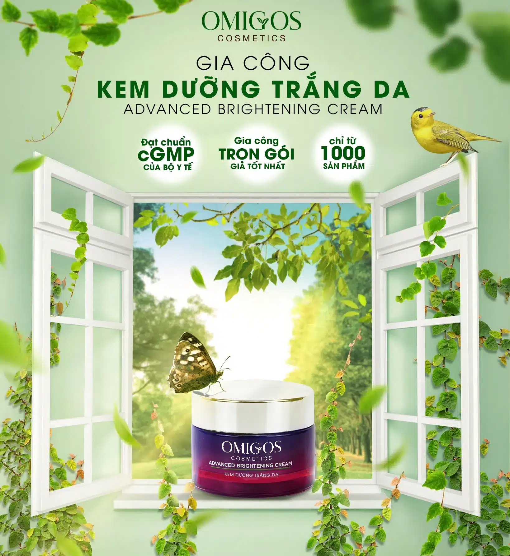 Gia công kem body trắng da