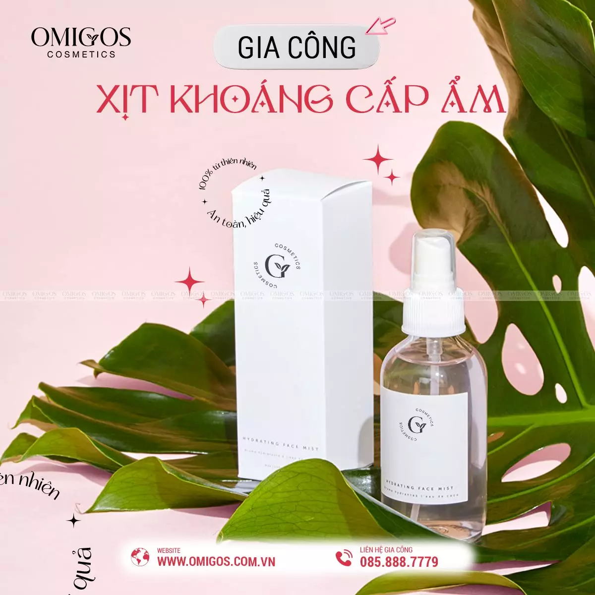 Gia công toner, xịt khoáng cấp ẩm cho da