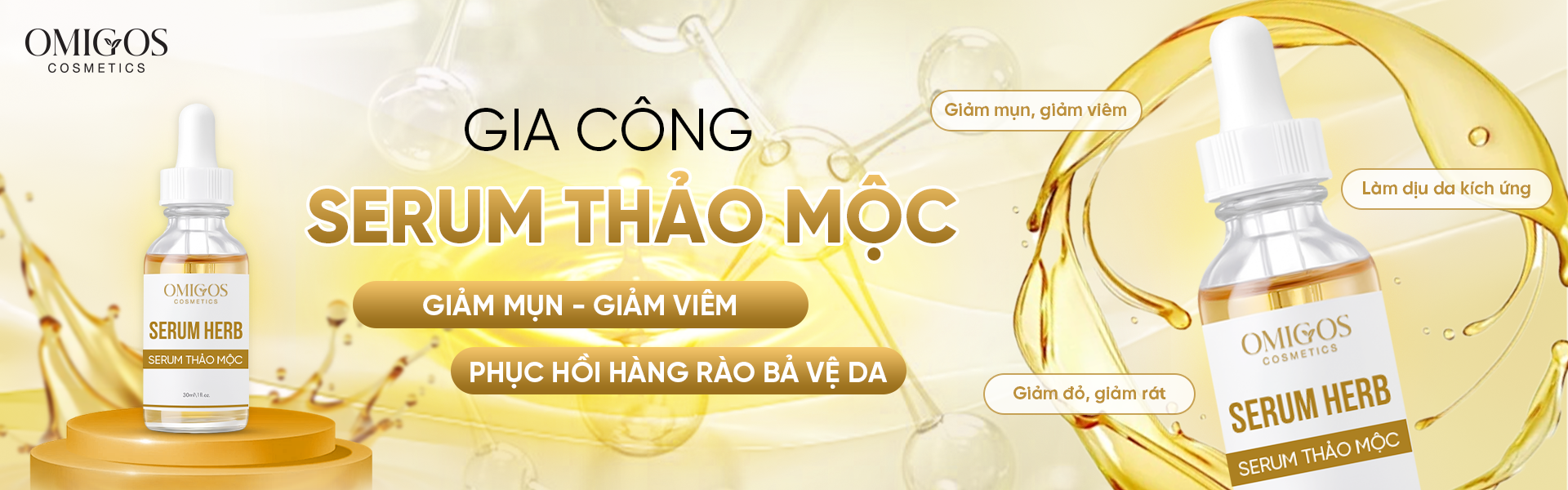 Serum thảo mộc Omigos được nghiên cứu dành riêng cho làn da mụn viêm, da yếu và da dễ kích ứng