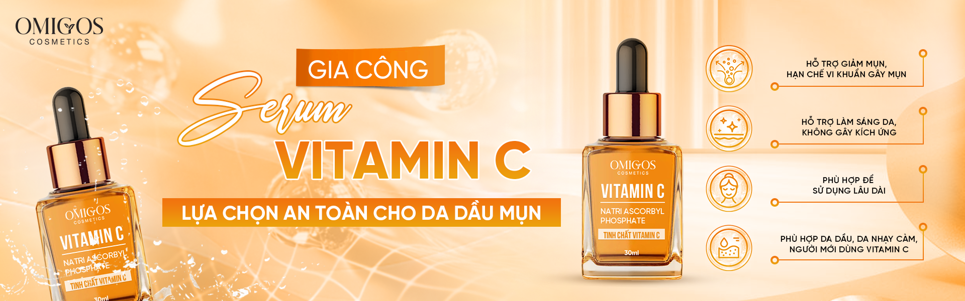 Vitamin C giúp da trông sáng hơn, đều màu, hỗ trợ làm mờ cảm giác thâm sạm và thiếu sức sống.Đồng thời góp phần tăng cường hàng rào bảo vệ da, cho làn da mịn màng và tươi tắn hơn mỗi ngày.